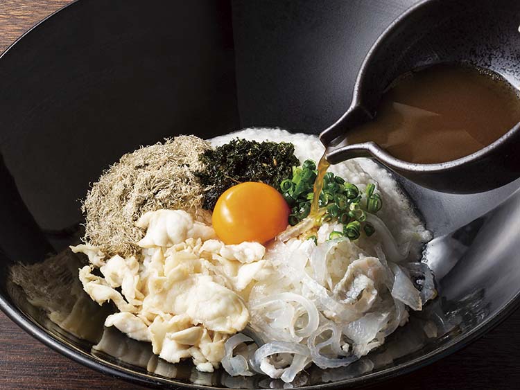 Bowl of rice topped with Tora-fugu